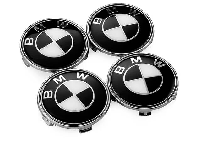 Центральні заглушки маточок на диски BMW Black Ковпачки дисків БМВ чорнi