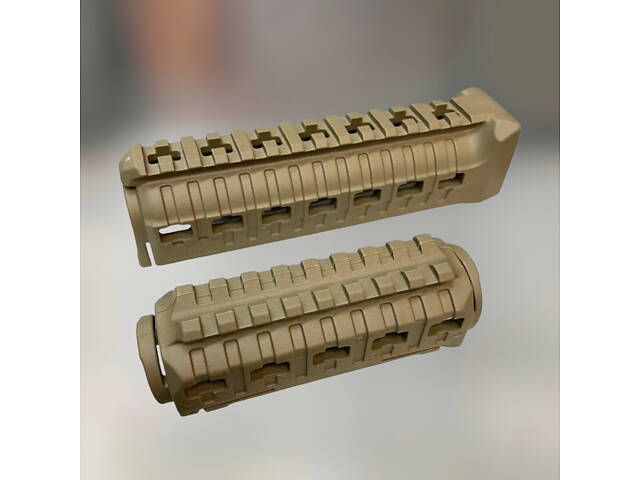 Цівка на АК 47/74 DLG TACTICAL (DLG-099-beige) полімерна, колір Койот, 2 планки picatinny з кріпленням M-LOK - Фото 1
