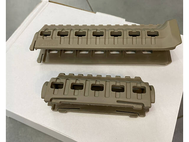 Цівка на АК 47/74 DLG TACTICAL (DLG-099-beige) полімерна, колір Койот, 2 планки picatinny з кріпленням M-LOK - Фото 2