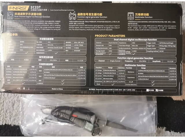 Цифровий осцилограф-мультиметр-генератор Fnirsi 2C23T (2 щупи!) - Фото 3