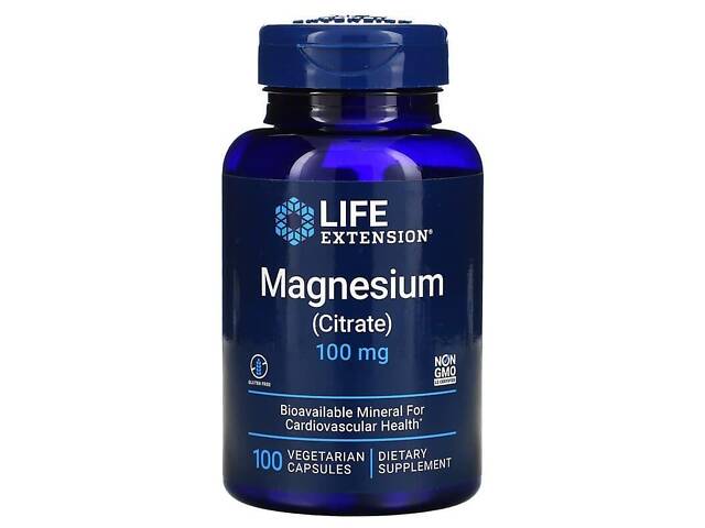 Цитрат магния, Magnesium (Citrate), Life Extension, 100 мг, 100 вегетарианских капсул Цитрат магния, Magnesium (Citrate), Life Extension, 100 мг, 100 вегетарианских капсул