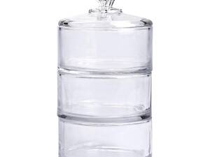 Конфетница трехъярусная стеклянная Ø 10 см с крышкой HP-YH-22