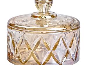 Конфетница с крышкой Ø 10 см стеклянная коричневая HP-YH-21