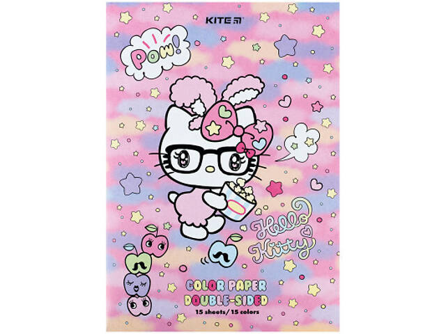 Кольоровий папір Kite А4 двосторонній Hello Kitty 15л/15 кольорів (HK24-250) - Фото 1