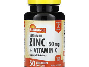 Цинк + Вітамін С Sundance Vitamins Absorbable Zinc + Vitamin C, 50 Quick Release Softgels
