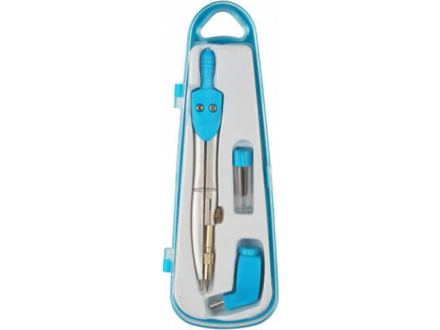 Циркуль Economix із запасними грифелями та адаптером, блакитний (E81421) - Фото 1