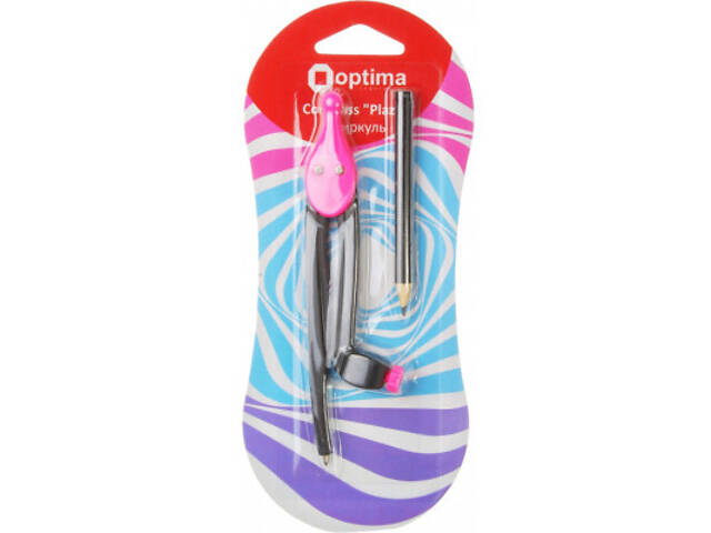Циркуль Optima для олівця пластиковий Plazzy рожевий (O81481) - Фото 1