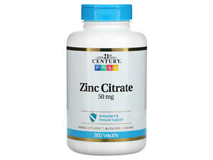 Цитрат цинка 21st Century Zinc Citrate 50 mg 360 Tablets