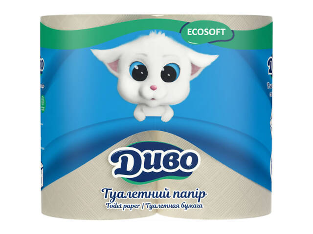 Туалетная бумага Диво Ecosoft 2 слоя серая 4 рулона (4820003831892) - Фото 1