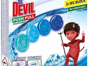 Туалетные блоки без корзины для унитаза Dr.Devil Push Pull Полярная вода 8595025835673 40 г