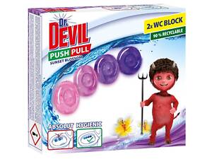 Туалетные блоки без корзины для унитаза Dr.Devil Push Pull Цветение заката 8595025835680 40 г
