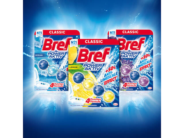 Туалетний блок Bref Сила Актив Лимон 4 х 50 г (9000101308969/9000101308907) - Фото 6