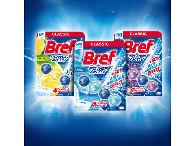 Туалетний блок Bref Сила Актив Тріопак Океанська Свіжість 3х50 г (9000100753494) - Фото 6