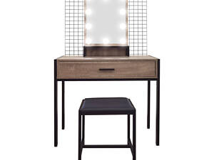 Туалетный, косметический столик + табурет с подсветкой AVKO ADT21 Grey Walnut