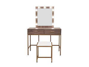Туалетный, косметический столик + табурет с подсветкой AVKO ADT13 Grey Walnut