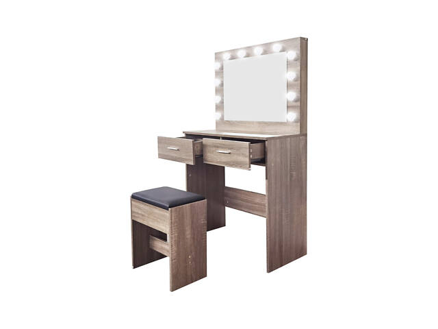 Туалетний, косметичний столик + табурет з підсвіткою AVKO ADT3 Grey Walnut - Фото 2