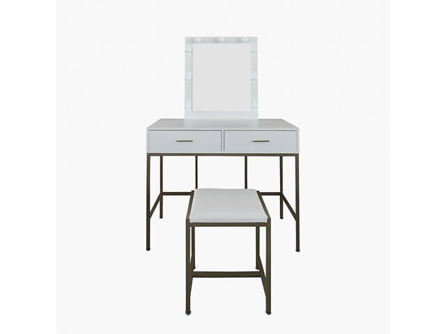 Туалетний, косметичний столик + табурет з підсвіткою AVKO ADT13 White - Фото 2