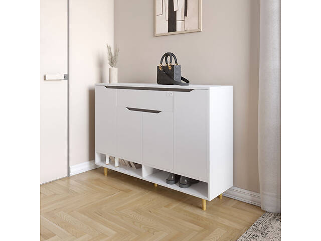 Тумба для обуви в прихожую LION Салливан Тумба-2 Нимфея Альба (белый) (LION-041142) ТОП - Фото 1