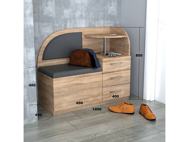 Тумба для прихожей "Скрыня" Дуб Сонома (1000x400x850) Дуб Сонома Гамма стиль - Фото 3