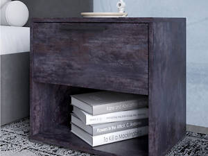 Прикроватная тумба LION Краш с выдвижным ящиком Бетон темный (LION-044140)