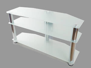 Тумба ТВ из стекла 1100х350х569 Commus Евро new satin Chr белая