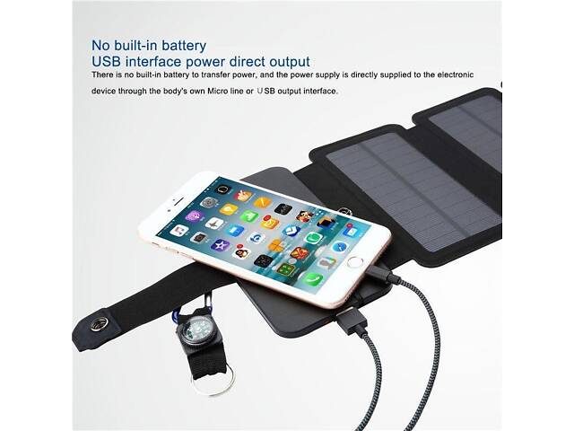 Туристическая солнечная батарея - солнечная зарядка для телефона Kernuap 5W, 5В/1А - Фото 3