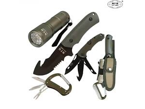 Туристичний набір ножів MFH Knife Set with LED , Olive