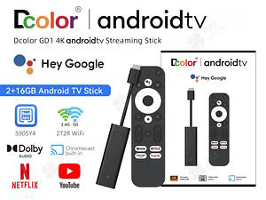 TV Box Dcolor GD1 4K Stick 2/16 АndroidTV Netflix Смарт ТВ приставка