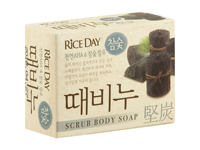 Тверде мило Lion Rice Day з ефектом скрабу Деревне вугілля 100 г (8806325615132) - Фото 1