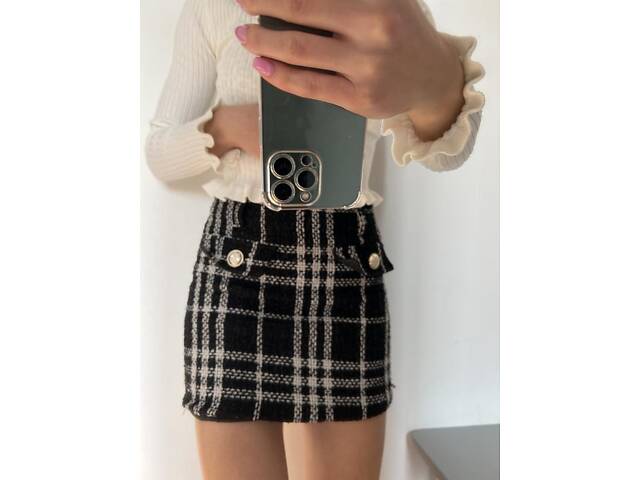 Твідова спідниця міні - Фото 2