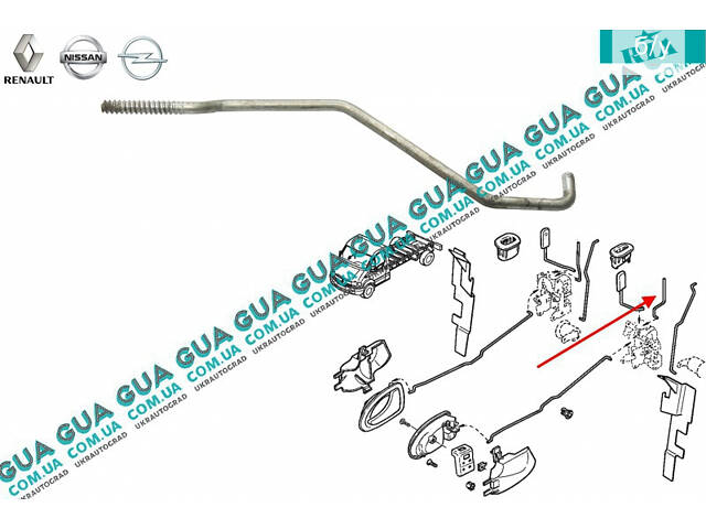 Тяга закрытия / открытия замка передней левой двери 8200416763 Nissan / НИССАН INTERSTAR 1998-2010 / ИНТЭРСТАР 98-10, Op