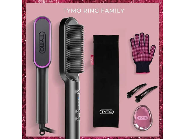 TYMO Hair Straightener Brush, Flat Iron & Hair Brush 2 в 1 для выпрямления волос,5 температур серебро