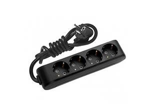 Удлинитель Panasonic X-tendia с заземлением 4 гнезда, 5 м, с защитными шторками, черный