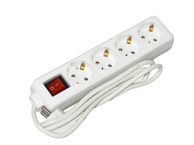 Удлинитель с выключателем 1,5м 4 гнезда 2Р+PЕ IP20 [WYP10-16-04-01-GS-17-U] STANDART UEC - Фото 1