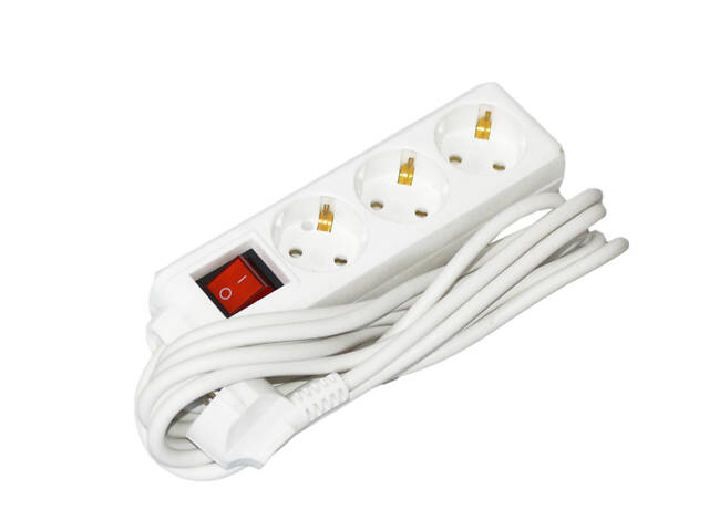 Удлинитель с выключателем 3м 3 гнезда 2Р+PЕ IP20 [WYP10-16-03-03-GS-N-U] STANDART UEC - Фото 1