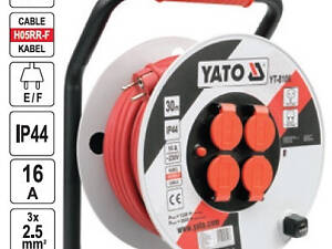 Удлинитель сетевой YATO катушка заземление кабель 3х2,5² l=40 м YT-8107