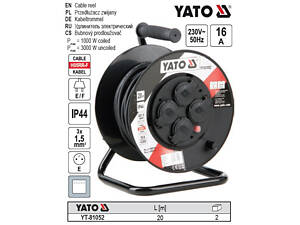 Удлинитель сетевой YATO катушка кабель 3 жилы Ø=1,5² 16А l=20 м YT-81052