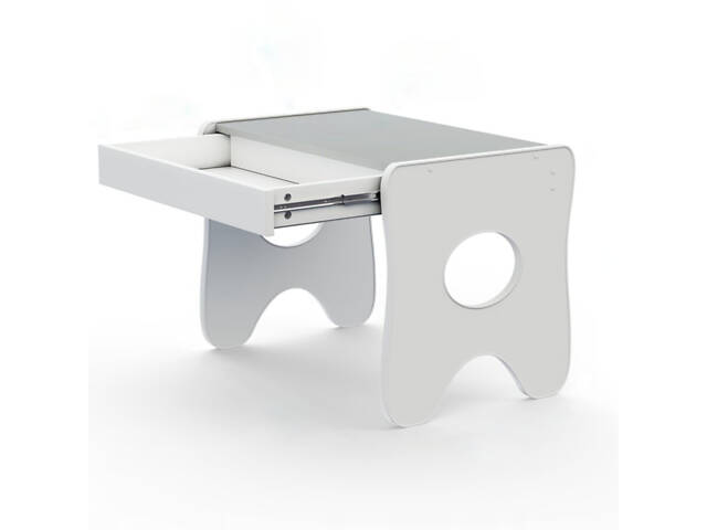Зручний столик у дитячу кімнату 70×45×51, дитячий ігральний стіл із ящиком, білий з сірим - Фото 1