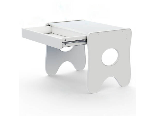 Зручний столик у дитячу кімнату 70×45×51, дитячий ігральний стіл із ящиком, білий - Фото 1