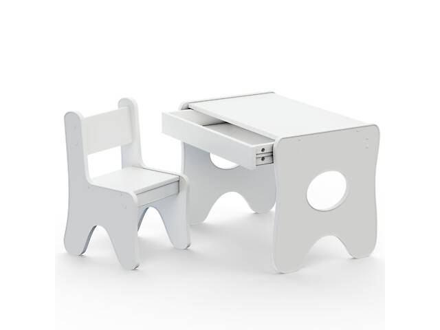 Зручний столик у дитячу кімнату 70×45×51, дитячий ігральний стіл із ящиком, білий - Фото 2