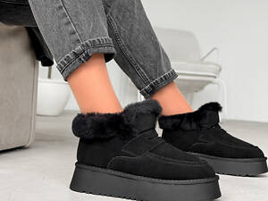 Угги женские Matias черные, натуральная замша 9903 ЗИМА