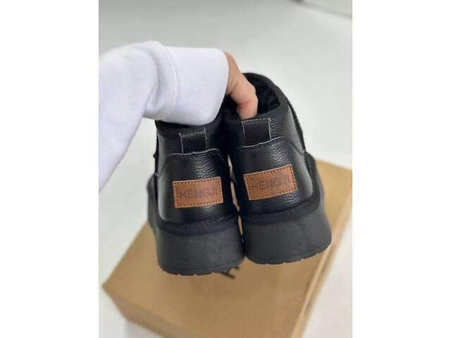 Шкіряні жіночі уггі на платформі, шкіряні уггі платформа 39р код 3124 - Фото 2