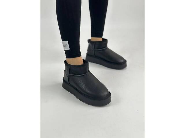 Шкіряні жіночі уггі на платформі, шкіряні уггі платформа 39р код 3124 - Фото 4