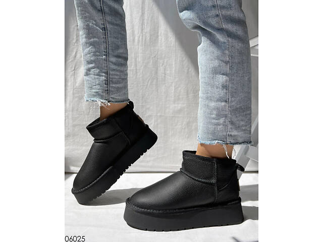 Шкіряні жіночі уггі на платформі, шкіряні уггі платформа 39р код 3124 - Фото 5