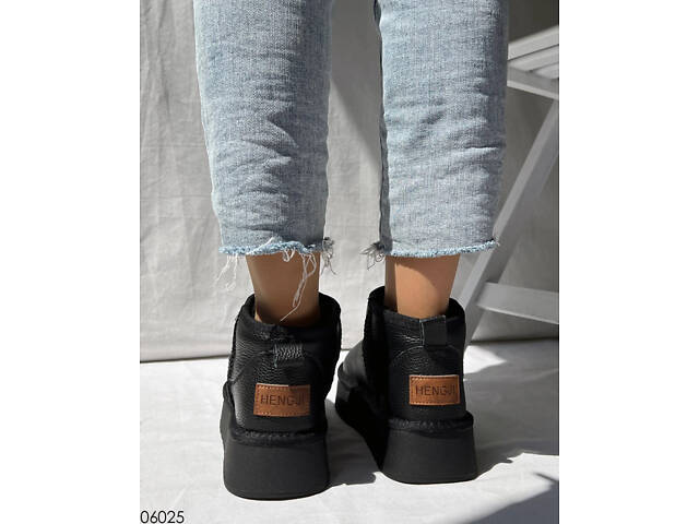 Шкіряні жіночі уггі на платформі, шкіряні уггі платформа 39р код 3124 - Фото 6