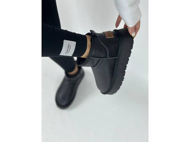 Шкіряні жіночі уггі на платформі, шкіряні уггі платформа 39р код 3124 - Фото 7