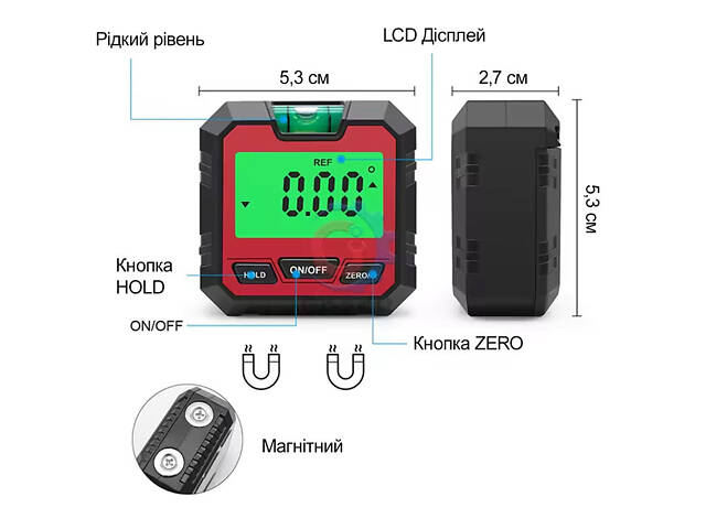 Кутомір електронний магнітний, цифровий та рідкий рівень, інклінометр, точність ±0,1° [X-JL01177B] Tactix - Фото 7