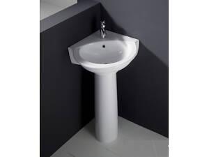 Кутовий умивальник RAK Ceramics Evolution (595х640х840 мм) з ніжкою Білий