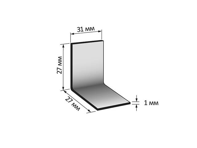 Куточок 27х27х31х1мм рівносторонній оцинкований меблевий (25 шт.) [3MU001002727311000] Metalvis - Фото 2
