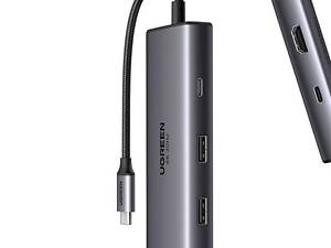 UGREEN CM498 Адаптер USB-концентратор «6-в-1» на 2 порти USB-A 3.0, USB-C 3.0, 2 порти HDMI, PD